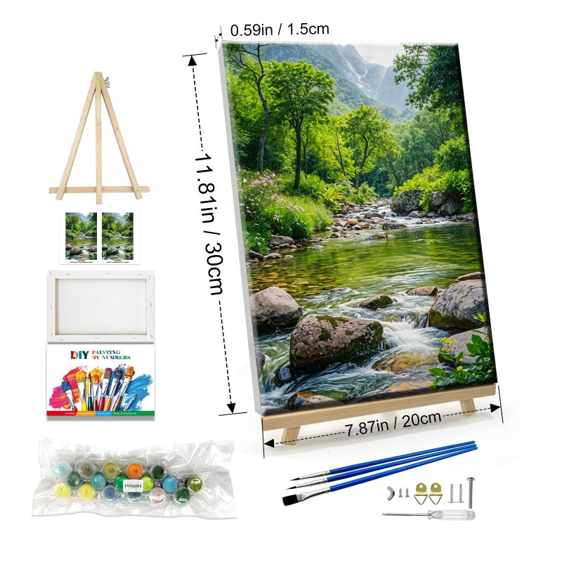 JOOZ Landscape Paint by Number Kit for Adults Beginner with Easel Mountain Adult Paint by Number Kits on Canvas with Frame Forest DIY Oil Painting Kits for Gift Home Wall Decor 7.87x11.81 Inch - Image 2